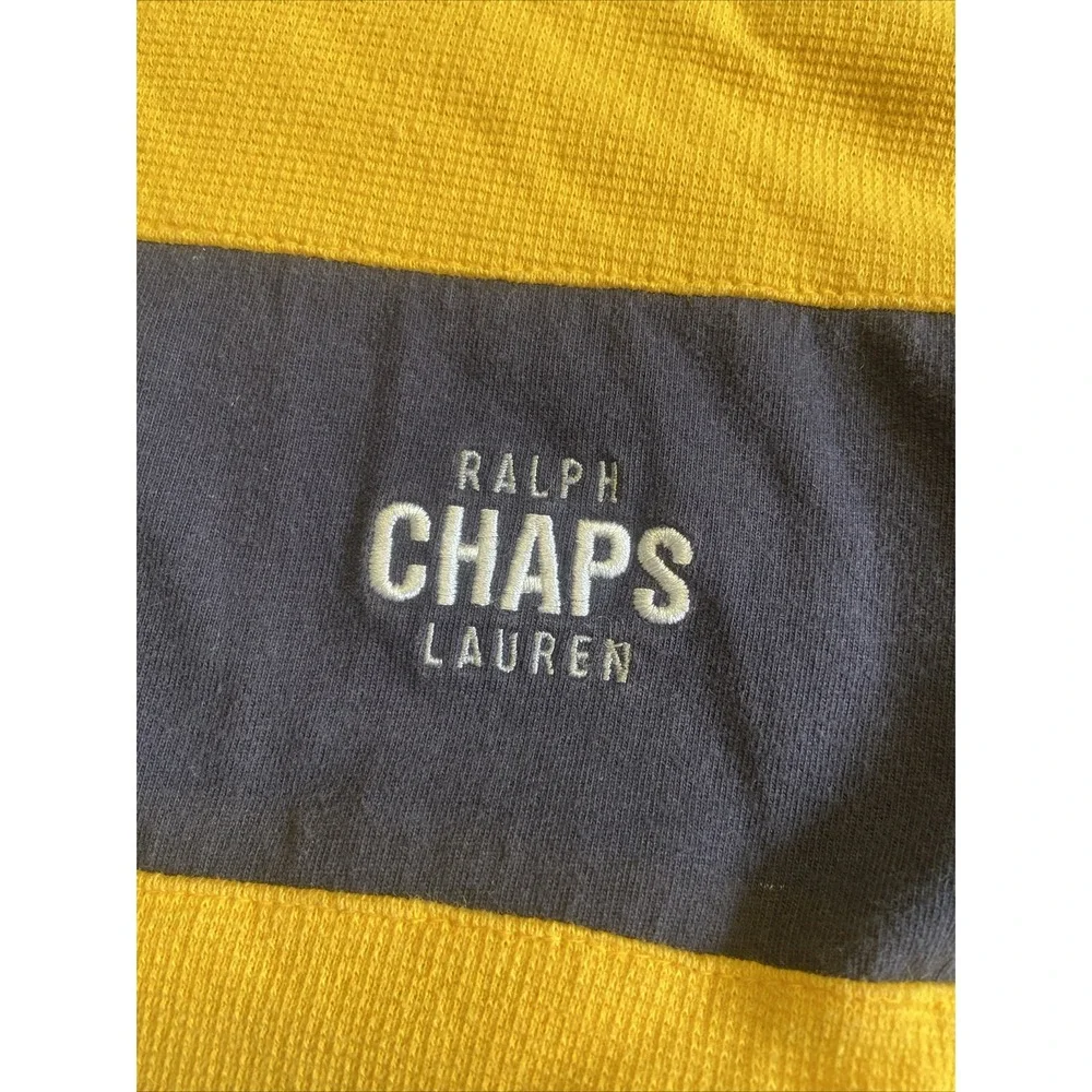 Vtg 90s CHAPS Ralph Lauren Mens XL Yellow Blue Long Sleeve T Shirt Baggy Skater